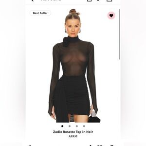 AFRM Sadie rosette top in Noir
